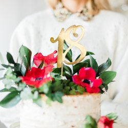 Cake topper - 18 r - Guld