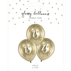 Ballon - 18 r - Guld - 6 stk.