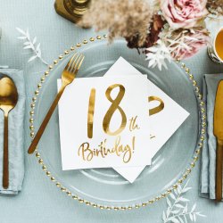 Servietter - 18 rs fdselsdag - Guld