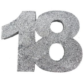 Glittertal - Borddekoration - 18 r - Slv - 10 cm