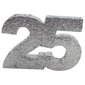 Glittertal - Borddekoration - 25 r - Slv - 10 cm