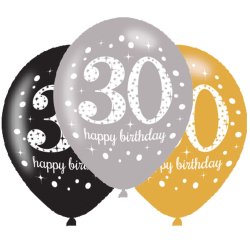 Balloner - 30 �r - Mix - 6 stk.
