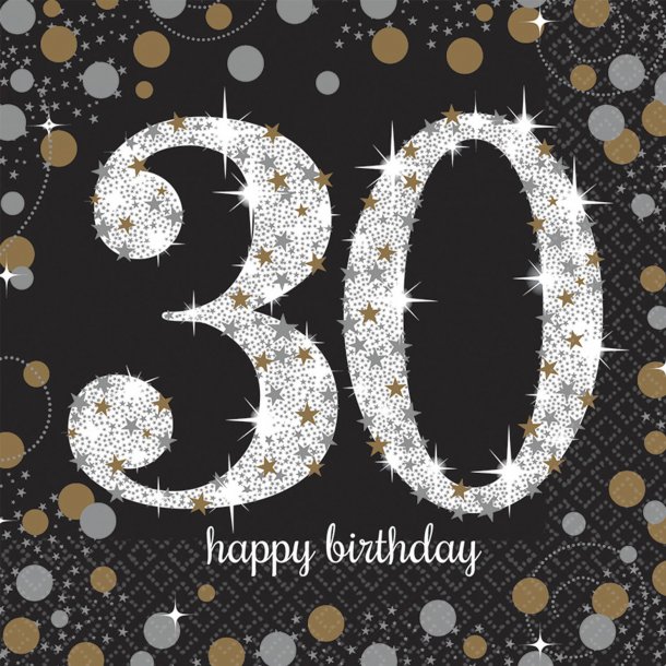 Servietter - Happy Birthday - 30 r