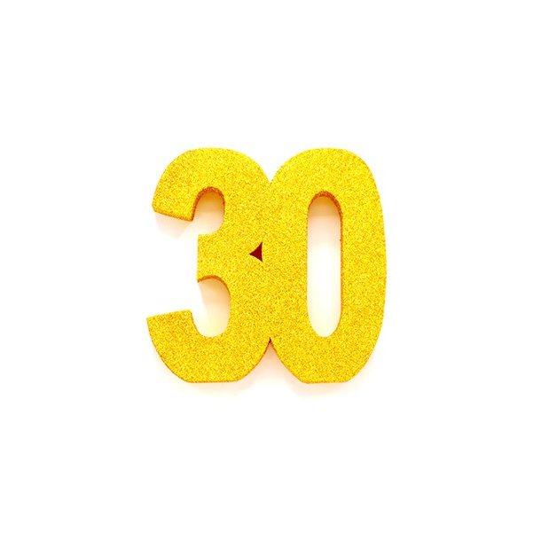 Glittertal - Borddekoration - 30 r - Guld - 20 cm