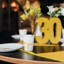 Glittertal - Borddekoration - 30 r - Guld - 20 cm