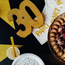 Glittertal - Borddekoration - 30 r - Guld - 20 cm