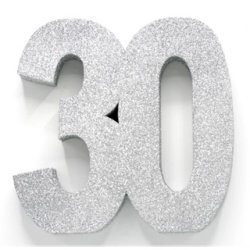 Glittertal - Borddekoration - 30 r - Slv - 20 cm