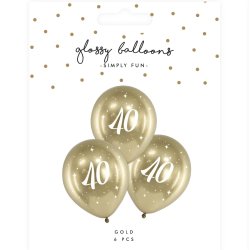 Ballon - 40 r - Guld - 6 stk.