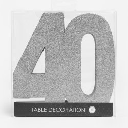 Glittertal - Borddekoration - 40 r - Slv - 20 cm