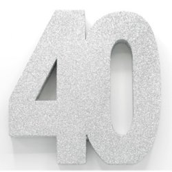 Glittertal - Borddekoration - 40 r - Slv - 20 cm