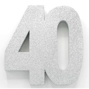 Glittertal - Borddekoration - 40 r - Slv - 20 cm