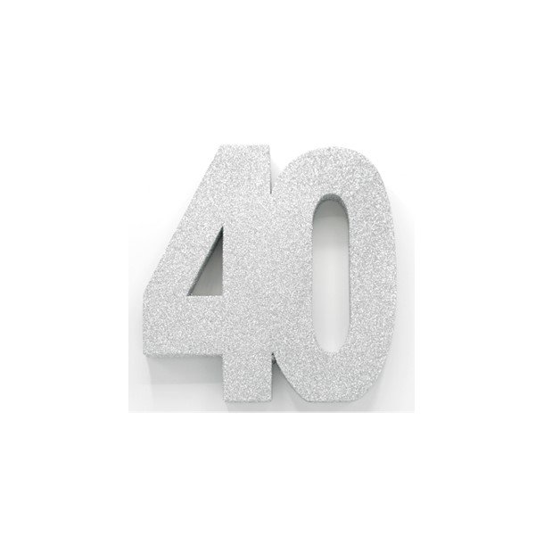 Glittertal - Borddekoration - 40 r - Slv - 20 cm