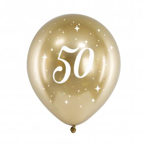 Ballon - 50 r - Guld - 6 stk.