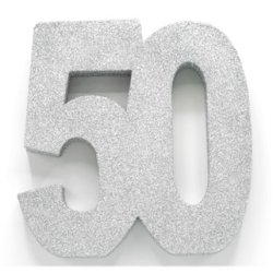 Glittertal - Borddekoration - 50 r - Slv - 20 cm