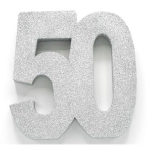 Glittertal - Borddekoration - 50 r - Slv - 20 cm