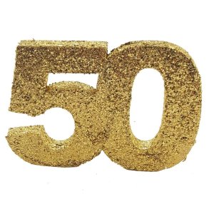 Glittertal - Borddekoration - 50 r - Guld - 10 cm