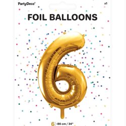 Folieballon - GULD - TAL 6 - 86 cm