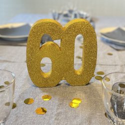 Glittertal - Borddekoration - 60 r - Guld - 20 cm