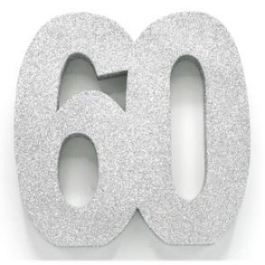 Glittertal - Borddekoration - 60 r - Slv - 20 cm