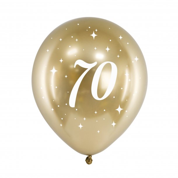 Ballon - 70 r - Guld - 6 stk.