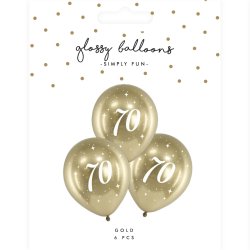 Ballon - 70 r - Guld - 6 stk.