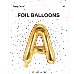 Folieballon - Bogstav A - 35 cm - Guld