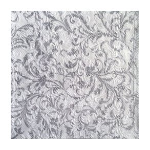 Servietter -  Ambiente Elegance Damask hvid/slv - 33x33 cm