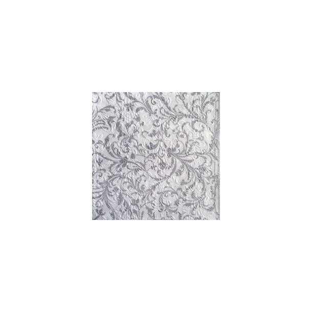 Servietter -  Ambiente Elegance Damask hvid/slv - 33x33 cm