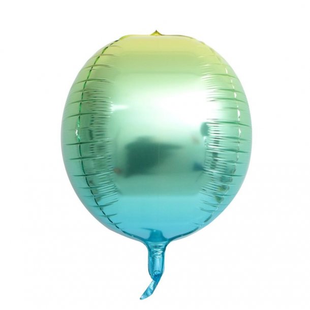 Folieballon - OMBRE - Grn og bl 55 cm