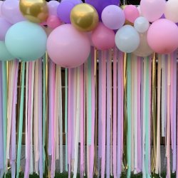 Ballonbue og backdrop streamer st - Pastel