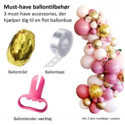 Ballonbue - Lyserd, pink og guld