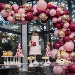 Ballonbue - Bordeaux, lyserd og guld