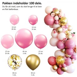 Ballonbue - Lyserd, pink og guld
