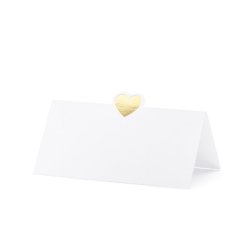 Bordkort med hjerte - Guld - 10 stk.