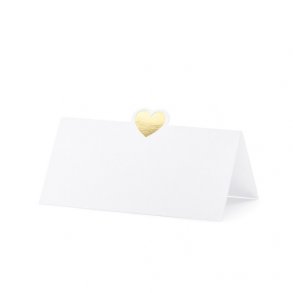 Bordkort med hjerte - Guld - 10 stk.