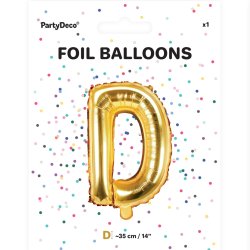 Folieballon - Bogstav D - 35 cm - Guld