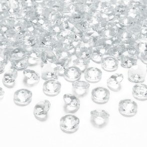 Diamant confetti - Klar - 1,2 cm - 100 stk.