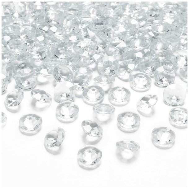 Diamant confetti - Klar - 1,2 cm - 100 stk.