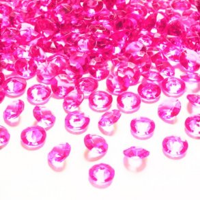 Diamant confetti - Mrk pink - 1,2 cm - 100 stk.