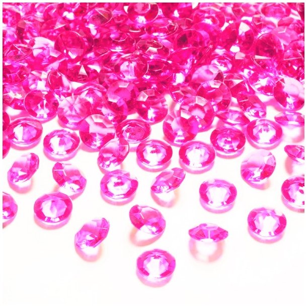 Diamant confetti - Mrk pink - 1,2 cm - 100 stk.