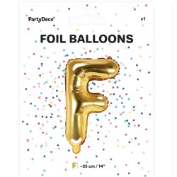 Folieballon - Bogstav F - 35 cm - Guld