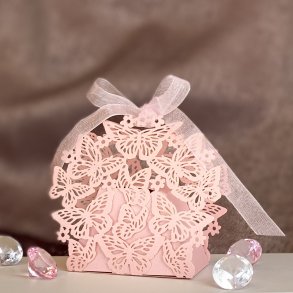 Favourbox med sommerfugle - Lyserd - 5 stk.