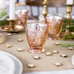 Fyrfadsstage - Antik Rosa Guld - 8 cm, 4 stk.