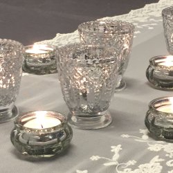 Fyrfadsstage - Antik Slv - 8 cm, 4 stk.