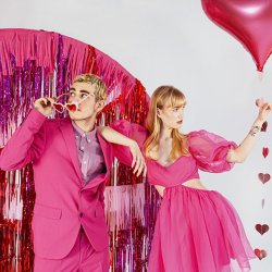 Glitter Gardin - Rd - 90 x 250 cm