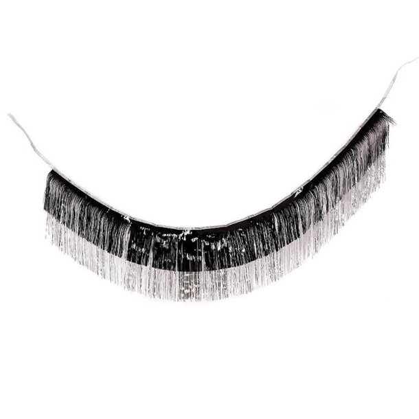 Glitter Guirlande - 4 lag - Sort og slv 