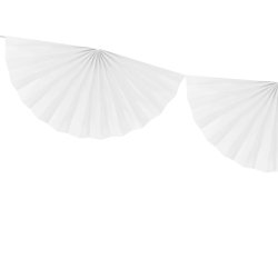 Guirlande med rosetter - Hvid - 40 cm