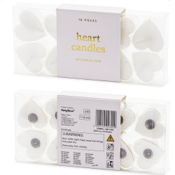 Fyrfadslys - Hvidt hjerte - 4 cm, 10 stk.