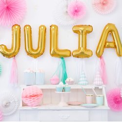 Folieballon - Bogstav J - 35 cm - Guld