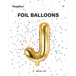 Folieballon - Bogstav J - 35 cm - Guld